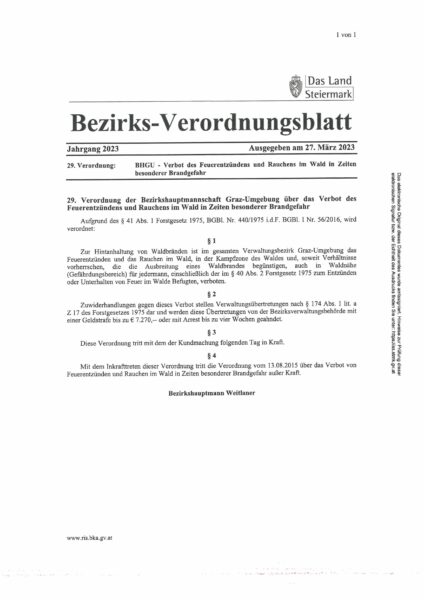 waldbrand verordnung