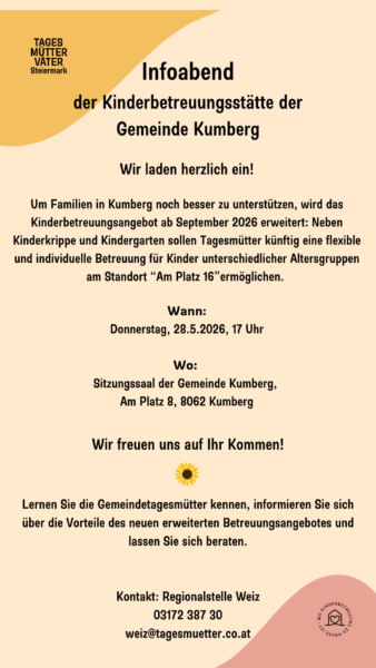Infoabend der Kinderbetreuungsstätte der Gemeinde Kumberg